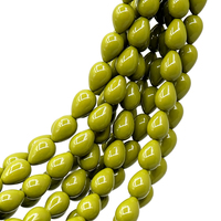 Perles en verre vert olive de 9x13mm, couleur unie, forme goutte d'eau, trou traversant, pour la fabrication de bijoux et bracelets DIY - En stock