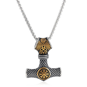 Yunnique – collier avec pendentif marteau de Thor pour hommes, en acier inoxydable, Design géométrique, Style Punk, bijoux à la mode, 2310 - Product Image 1