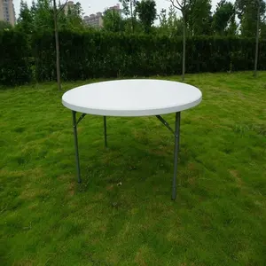 Table ronde pliante en plastique hdpe, 60x152cm, meuble d'extérieur commercial, salle à manger, pour jardin