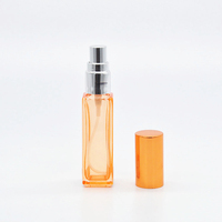 Botol Vial Kaca Metalik Mini Isi Ulang Parfum Kosong Warna Oranye dengan Pompa Semprot