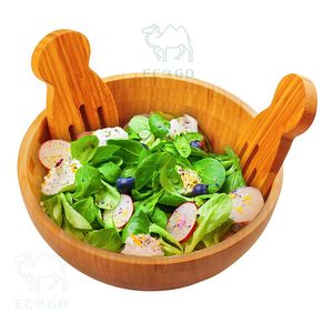 Ensaladera de madera a prueba de humedad Diseño moderno Cuenco de madera para servir Cuenco de bambú grande anticorrosivo - Product Image 6
