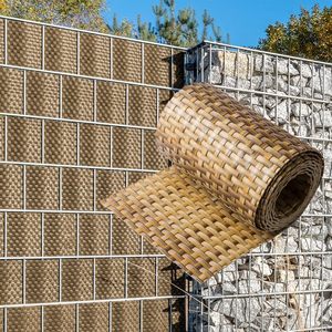 Cercas de seguridad para entradas de vehículos, estilo ratán, de PVC, con doble barra, protección visual, Sichtschutzstreifen - Product Image 3