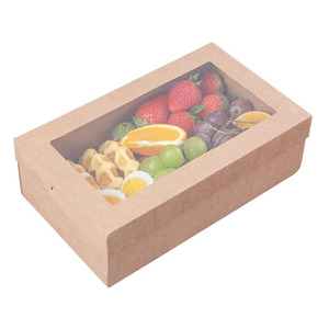 B659 nâu <span class=keywords><strong>kraft</strong></span> giấy phục vụ hộp tab khóa nướng hàng hóa cửa sổ có nắp đậy dễ dàng lắp ráp cửa sổ Pastry cupcakes đưa ra thực phẩm hộp - Product Image 1