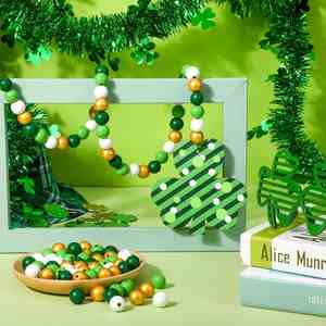 Acasa Arto Día de San Patricio cuentas espaciadoras de madera coloridas manualidades DIY Casa de Campo madera pulida encanto decoración de fiesta en casa adornos - Product Image 4