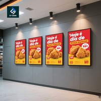 Shun Tai A1/A2/A3/A4 Boîte à lumière LED rectangulaire en profilé aluminium, cadre pour affiches photo suspendues, présentoir alimentaire ultra-mince en verre trempé
