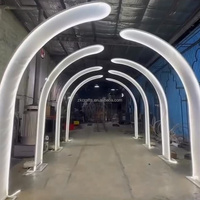 Arco de tela translúcida con iluminación LED ZKAI, túnel curvo, camino de boda, telón de fondo, soporte luminoso grande para banquete de boda