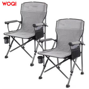 Silla plegable para acampar al aire libre Woqi, con marco de aluminio, tela Oxford 600D, con portavasos y bolsillo lateral. - Product Image 2