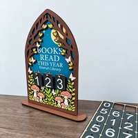 Compteur de lecture en bois sur le thème de la forêt, affichage numérique à feuilletage pour livres lus cette année, pour les amateurs de livres et la décoration de bibliothèque à domicile