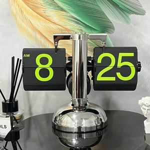 Approvisionnement d'usine rétro horloge de bureau ronde alarme numérique à retournement automatique OEM/EDM pour salon ABS silencieux et matériau en résine - Product Image 3
