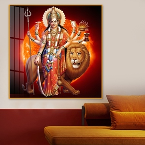 <span class=keywords><strong>Peinture</strong></span> sur porcelaine encadrée - Durga Devi, déesse spirituelle à plusieurs bras, décoration murale pour la maison - Product Image 2