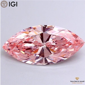 Diamante Cultivado en Laboratorio CVD con Certificado IGI, Corte Marquesa, 4.00 Quilates, Claridad VS2, Color Rosa Intenso, Diseñado para Solitario - Product Image 1