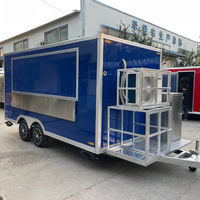 Remorque alimentaire mobile de luxe pour l'extérieur 2024, intérieur en acier inoxydable, chariot de nourriture de rue pour snacks et frites, certifié CE