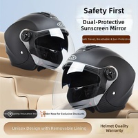 Casque de moto électrique ABS pour hommes et femmes, design universel toutes saisons ; Demi-casque AD chaud et sûr pour l'automne et l'hiver