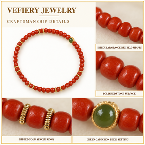 Pulsera Elástica de Cuentas Redondas de Ágata Roja Natural con Delicado Colgante para Mujer, Proveedor Mayorista de Joyería - Product Image 3