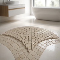 Nouvelles mosaïques murales en marbre de style moderne pour la décoration de pièces, design parquet, marbre naturel poli, motif écailles de poisson, motif éventail festonné