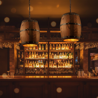 Luminaire suspendu en forme de baril en bois de style industriel rétro pour bars, décoration intérieure