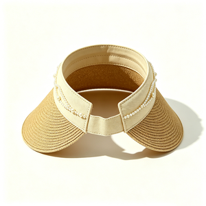 Sombrero de Paja Unisex con Decoración de Perlas, Visera Ancha, Protección UV, para Playa y Fiestas - Product Image 6