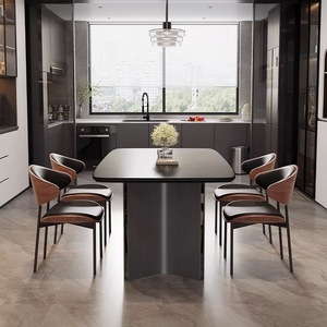 <span class=keywords><strong>Tavolo</strong></span> da Pranzo Moderno Rettangolare per 6-8 Persone, Facile da Pulire, <span class=keywords><strong>Nero</strong></span> Opaco, con Gambe in Metallo Robuste. - Product Image 6