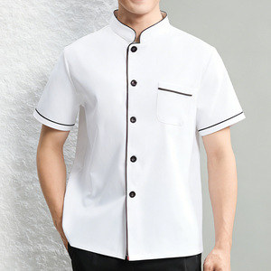 Uniforme de Chef Homme Manches Courtes Vêtements de Cuisine Hôtelière Été Respirant Léger pour Boulanger - Vente en Gros - Product Image 1