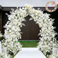 Arche de mariage en forme de corne, fleurs artificielles en soie blanches, décoration de toile de fond pour les mariages