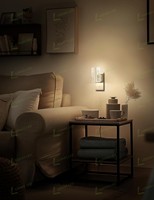 Lampe de nuit rectangulaire en acrylique LOHAS, blanche, décorative, à LED dimmable, avec prise murale, pour chambre à coucher