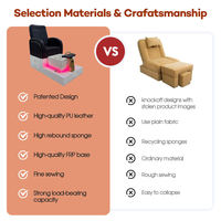 Chaise de pédicure rose moderne de haute qualité à prix fabricant avec lumières LED pour salon de manucure et pédicure