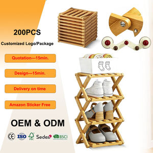 Organizador de Zapatos Vertical de Bambú para Espacios Pequeños, <span class=keywords><strong>Zapatero</strong></span> Estrecho Multifuncional, <span class=keywords><strong>Zapatero</strong></span> Plegable de Bambú para la Entrada - Product Image 1