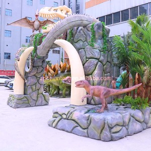Arche de dinosaures animatroniques métalliques personnalisable pour intérieur/extérieur - Entrée à thème multi-speses avec rugissements réalistes, résistante à la corrosion - Product Image 2