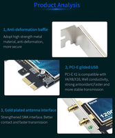 Tarjeta WiFi inalámbrica de 1200Mbps 802.11AC Wifi USB Dongle PCI-E Tarjeta de red para PC de escritorio