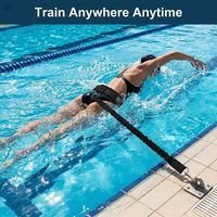 Ceinture de natation réglable avec sac de rangement, kit d'entraînement de natation élastique à haute élasticité pour les nageurs, les athlètes, la piscine, noir