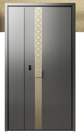 Porte de sécurité minimaliste noire mate de classe A avec entrée intelligente par empreinte digitale pour villa et maison