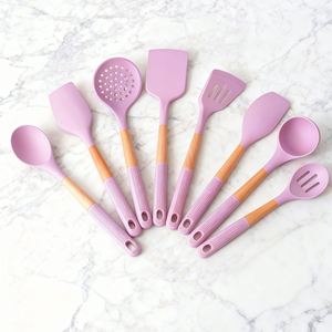 10-Piece Non-toxic <b>Silicone</b> Kitchen Utensils Set Nonstick Cooking <b>Silicone</b> Utensils Set with Wooden Handle - Product Image 1