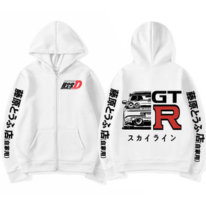 เสื้อฮู้ดซิปพิมพ์ลายอนิเมะ AE86 <span class=keywords><strong>Initial</strong></span> <span class=keywords><strong>D</strong></span> สไตล์วินเทจลำลอง R34 Skyline GTR JDM มังงะ โอเวอร์ไซส์ ODM 100% - Product Image 4