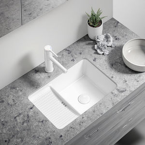 Fregadero de piedra Rectangular de bañera de lavandería de cerámica de un solo orificio moderno para baño u hotel Diseño de uso de encimera de fácil instalación - Product Image 5