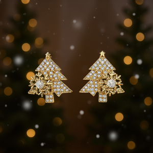 E3315 Orecchini a lobo in oro bianco con design a fiocco di neve con strass di cristallo per gioielli di moda da donna - Product Image 2