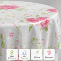 Nappes jetables en plastique PEVA, rondes de 60 pouces, écologiques, motif rose rétro, vente en gros