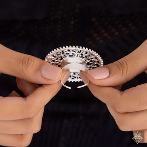 PRAO Bague de cocktail Aura réfléchissante anti-ternissement (taille réglable) - Product Image 1