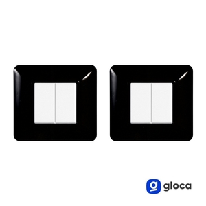 Plaque d'interrupteur mural en plastique Gloca 2P, 2 modules, noire, installation facile, compatible avec Matix - Product Image 2