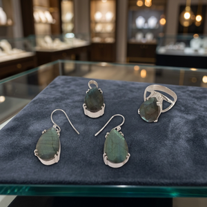 Awesome Art Palace 925 Silver Fine Jewelry Set with Labradorite Gemstone GIA Certified Trendy Unisex Gift - Product Image 1