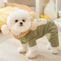 Automne hiver épaissi chaud matelassé poche laisse coton manteau pour chiens et chats (Teddy Bichon)