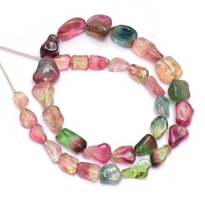 AAA Bio Natural Multi turmalina 8x10mm-11x17mm tallado orgánico Pepita corte a mano piedras preciosas cuentas caídas de lujo para joyería - Product Image 1