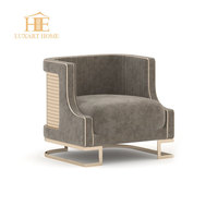 Canapé de villa de haute qualité, mobilier italien doré, fauteuil en velours gris de luxe et ensemble de canapés pour salon