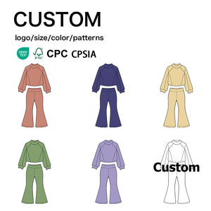 Conjunto Deportivo para Niñas, Ropa de Yoga Elástica, Sudadera Holgada de Manga Larga, Pantalones Acampanados, Ropa Casual de Entrenamiento, Marca Privada - Product Image 1