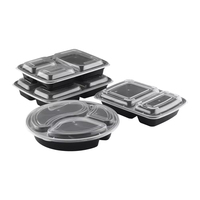 Boîte à lunch jetable en plastique PP à 2 compartiments, récipient alimentaire micro-ondable pour la restauration, pour sandwichs, nouilles, sushis