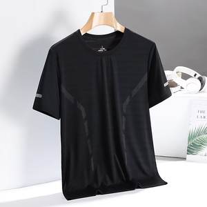 T-shirt décontracté extensible à manches courtes pour homme, en fibre de lait, séchage rapide, broderie personnalisée du logo OEM, idéal pour le sport et le fitness en été - Product Image 2
