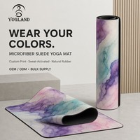 Tapis de yoga en daim Yugaland, directement de l'usine, avec logo personnalisé, antidérapant, pour exercices, vente en gros