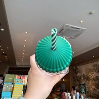 Gobelet à paille en forme d'ours, gobelets à paille pour bébé, gobelet en verre en forme d'ours au miel avec pailles, tasses mignonnes pour les boissons au café, 20 oz