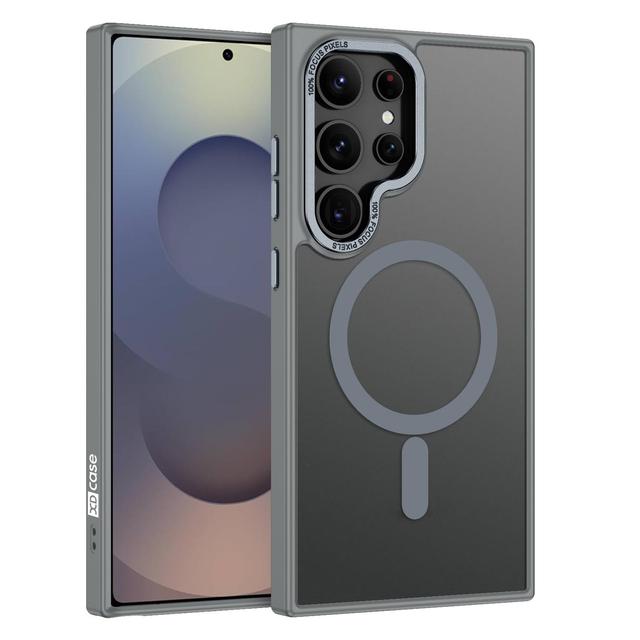 Magnetic Shockproof Phone Case Metal Lens Frame Skin Feel Shell for Samsung Galaxy S25 Ultra 5G