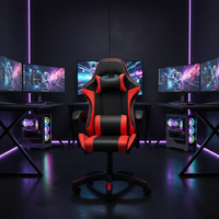 Chaise de jeu ergonomique en cuir de haute qualité, pivotante et réglable en hauteur, pour la maison et le bureau (vente en gros)