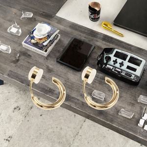 Pendientes de Aro con Clip, Diseño Geométrico Moderno, Únicos, de Cobre, Pequeños, Chapados en Oro de 18K, Sin Perforación, Regalo - Product Image 3